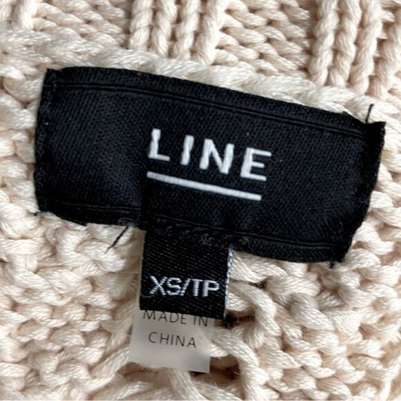 Line Cream Cotton Chunky Knit Scoop Neck Long Sleeve Pullover Sweater XS - Picture 3 of 13